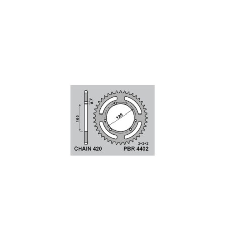 Kit de cadena DID/PBR 420D 11/53 (relación OEM) Standard - Corona acero standard 4402