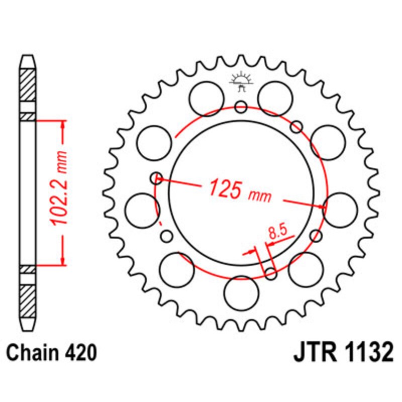 Kit de cadena JT/JT 420HDR 11/53 Standard - Corona standard 1132