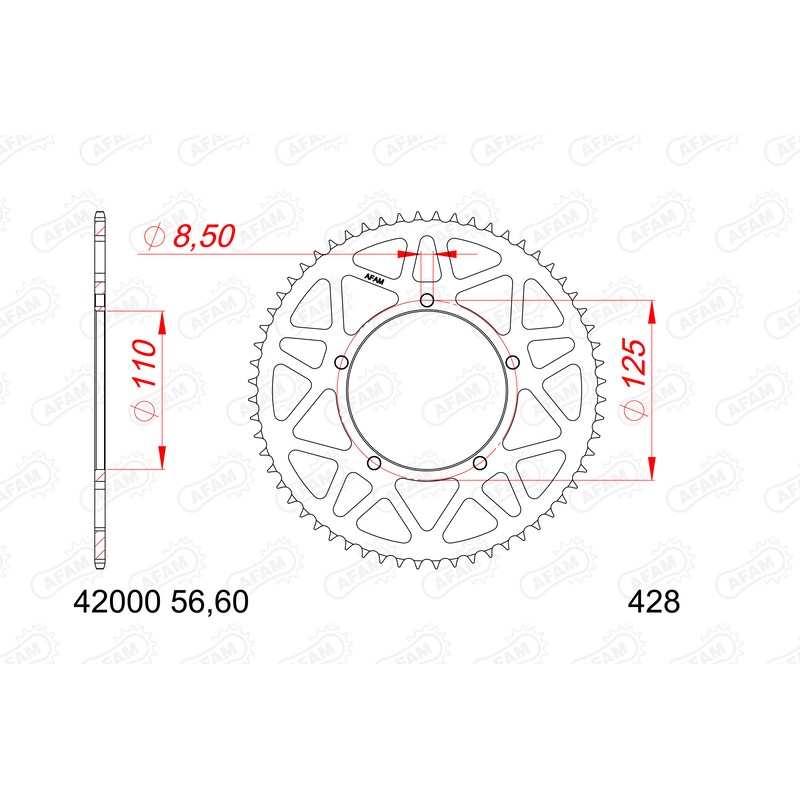 Kit de cadena AFAM A428M 13/60 - Corona aluminio tipo 42000