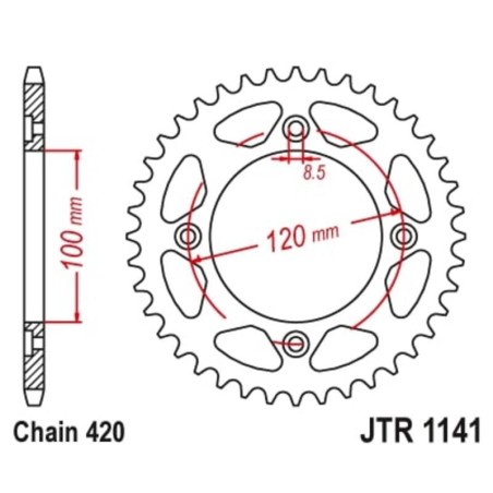 Kit de cadena JT/JT 420HDR 11/51 Standard - Corona standard 1141