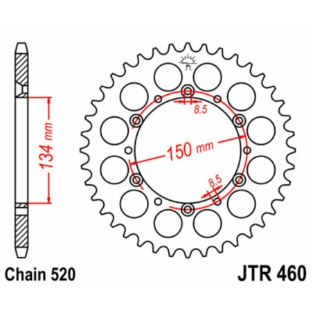 Corona JT SPROCKETS acero estándar 460 - Paso 520
