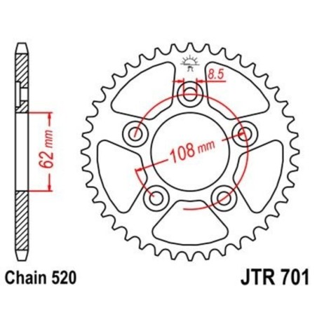 Corona JT 701 de acero con 38 dientes