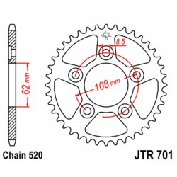 Corona JT SPROCKETS acero estándar 701 - Paso 520