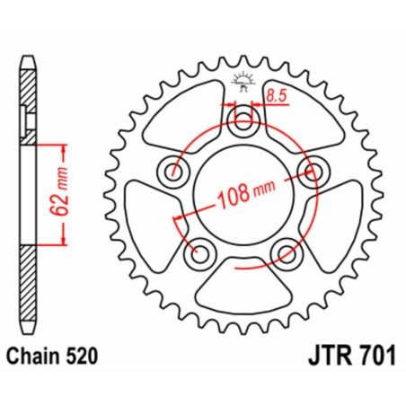 Corona JT SPROCKETS acero estándar 701 - Paso 520