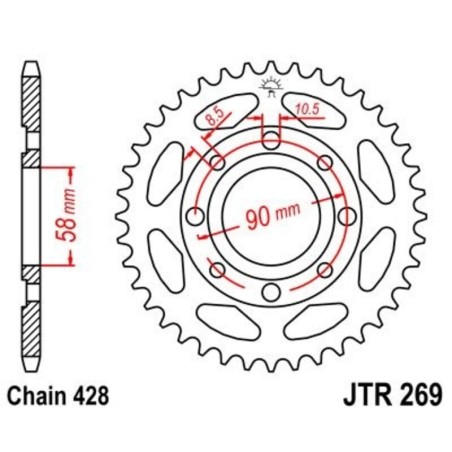 Corona JT 269 de acero con 45 dientes