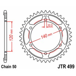 Corona JT 499 de acero con 42 dientes