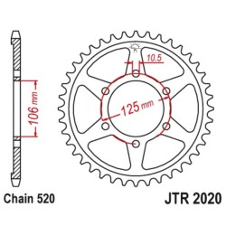 Corona JT 2020 de acero con 41 dientes paso 520 autolimpiable