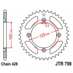 Corona JT 798 de acero con 52 dientes