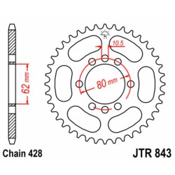 Corona JT SPROCKETS acero estándar 843 - Paso 428