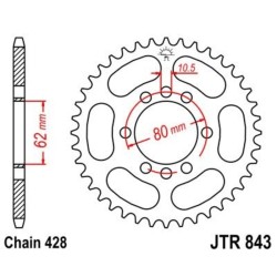 Corona JT 843 de acero con 48 dientes