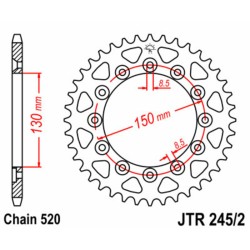 Corona JT SPROCKETS acero estándar 245/2 - Paso 520