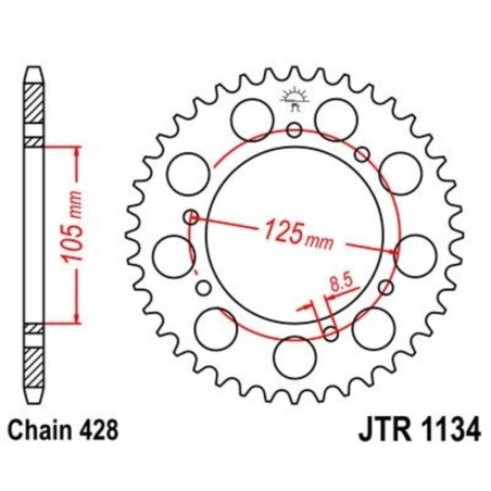 Corona JT 1134 de acero con 51 dientes