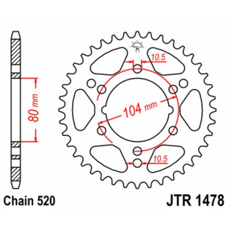 Corona JT SPROCKETS acero estándar 1478 - 520