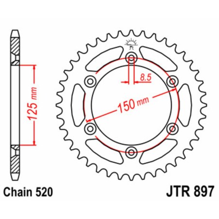 Corona JT 897 de acero con 50 dientes