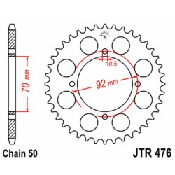 Corona JT SPROCKETS acero estándar 476 - Paso 530