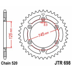 Corona JT SPROCKETS acero estándar 698 - Paso 520