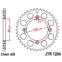 Corona JT 1204 de acero con 46 dientes