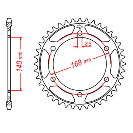 Corona JT SPROCKETS acero estándar 6 - Paso 525