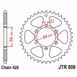 Corona JT SPROCKETS acero estándar 809 - Paso 428