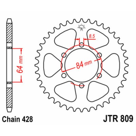 Corona JT SPROCKETS acero estándar 809 - Paso 428