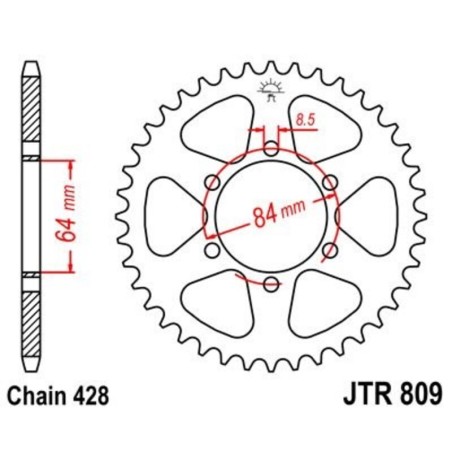 Corona JT 809 de acero con 49 dientes