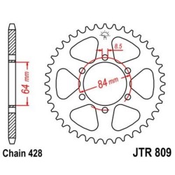 Corona JT SPROCKETS acero estándar 809 - Paso 428