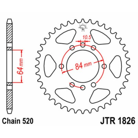 Corona JT SPROCKETS acero estándar 1826 - Paso 520