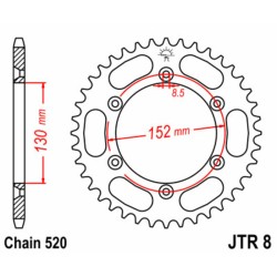 Corona JT SPROCKETS acero estándar 8 - Paso 520
