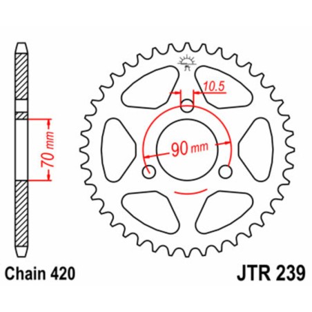 Corona JT SPROCKETS acero estándar 239 - Paso 420