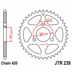 Corona JT SPROCKETS acero estándar 239 - Paso 420