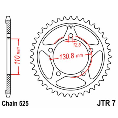 Corona JT SPROCKETS acero estándar 7 - Paso 525
