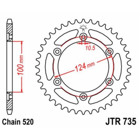 Corona JT SPROCKETS acero estándar 735 - Paso 520