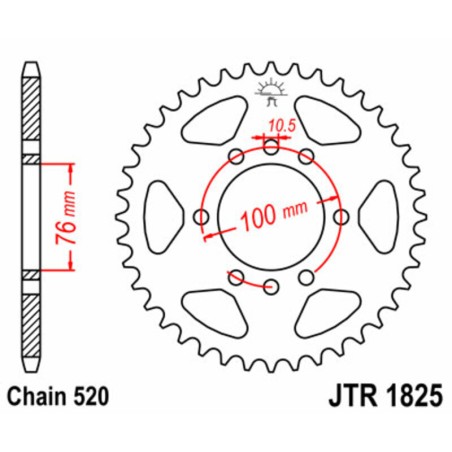 Corona JT SPROCKETS acero estándar 1825 - Paso 520