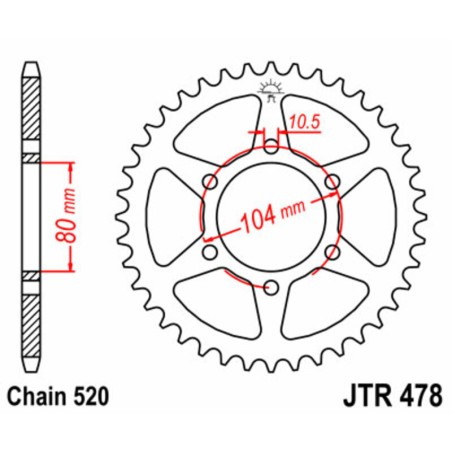 Corona JT SPROCKETS acero estándar 478 - 520