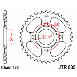 Corona JT SPROCKETS acero estándar 835 - Paso 428