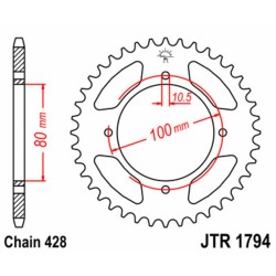 Corona JT SPROCKETS acero estándar 1794 - Paso 428
