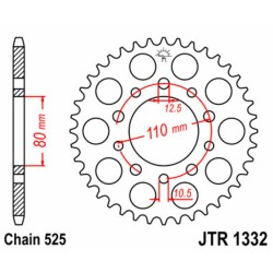 Corona JT SPROCKETS acero estándar 1332 - 525