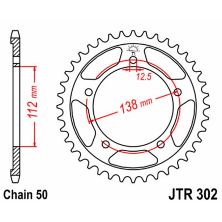 Corona JT SPROCKETS acero estándar 302 - Paso 530