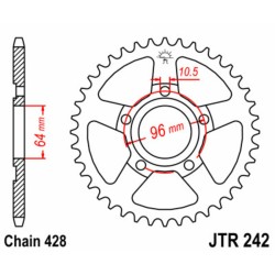 Corona JT SPROCKETS acero estándar 242 - Paso 428