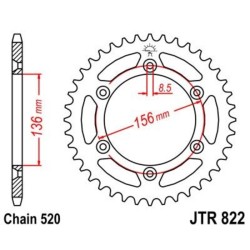 Corona JT 822 de acero con 46 dientes