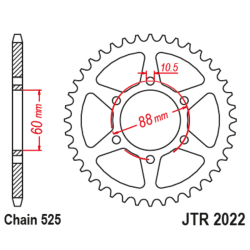 Corona JT SPROCKETS acero estándar 2022 - 525