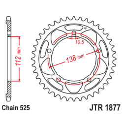 Corona JT SPROCKETS acero estándar 1877 - Paso 525