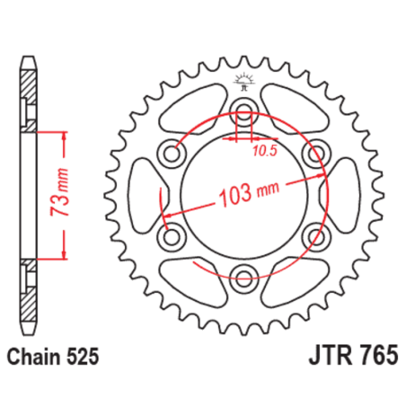 Corona JT SPROCKETS acero estándar 751 - Paso 521