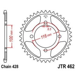 Corona JT 462 de acero con 54 dientes