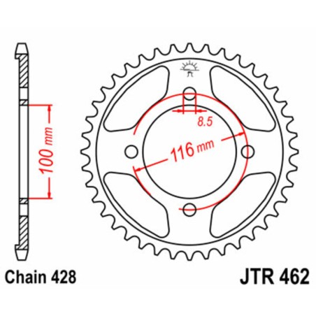 Corona JT SPROCKETS acero estándar 462 - Paso 428