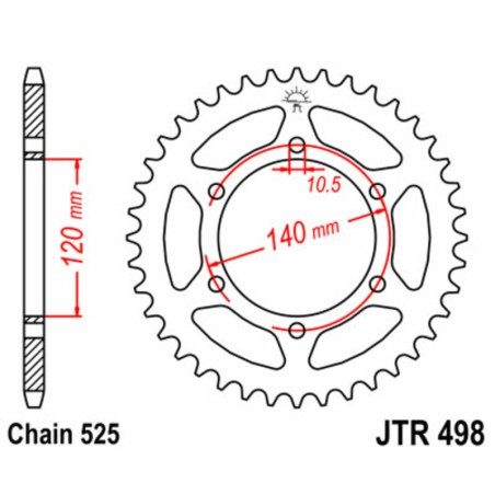 Corona JT 498 de acero con 40 dientes