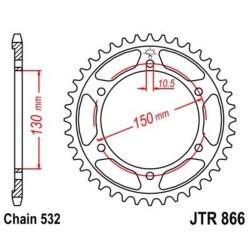 Corona JT SPROCKETS acero estándar 866 - Paso 532