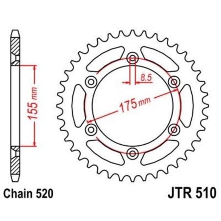 Corona JT 510 de acero con 46 dientes