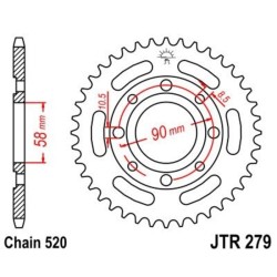 Corona JT 279 de acero con 30 dientes