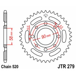Corona JT SPROCKETS acero estándar 279 - Paso 520